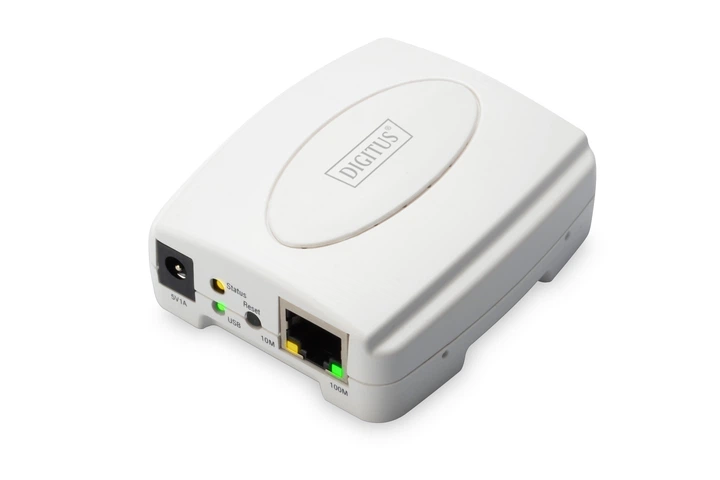 Принт-сервер DIGITUS Fast Ethernet, 1xRJ45, 1xUSB A 2.0 - зображення 2