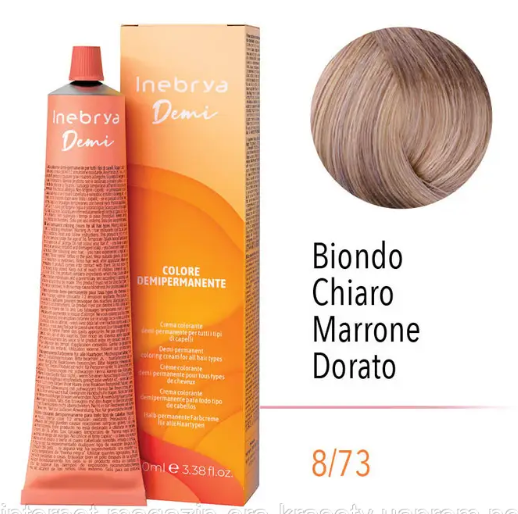 Демоперманентная краска для волос Demi Color Inebrya 8/73 светлый блондин коричнево-золотистый, 100 мл - Фото 1 Демоперманентная краска для волос Demi Color Inebrya 8/73 светлый блондин коричнево-золотистый, 100 мл - изображение 1