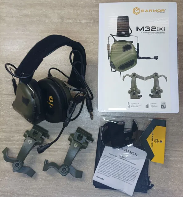 Комплект активные наушники Earmor M32(x) + крепление чебурашки M16C (Оливковый) - изображение 4