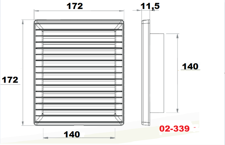 Решетка вентиляционная пластиковая с сеткой AirRoxy 140x140 graphite черная 02-339 - изображение 5