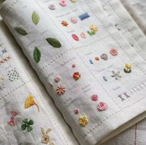 Книга з вишивки, текстильна книга на 10 сторінок на 106 видів стібків - Фото 2 Книга з вишивки, текстильна книга на 10 сторінок на 106 видів стібків - зображення 2