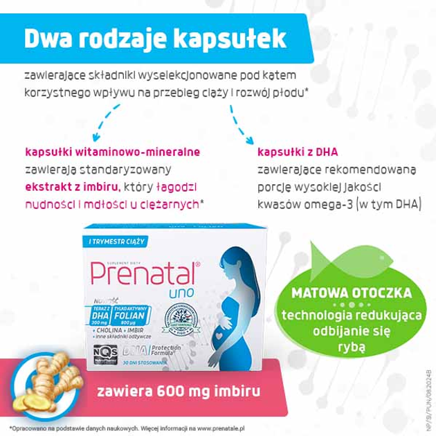 Suplement diety NutroPharma Prenatal Uno 30 kapsułek witamino-mineralnych + 30 kapsułek DHA (5904161800934) - obraz 2