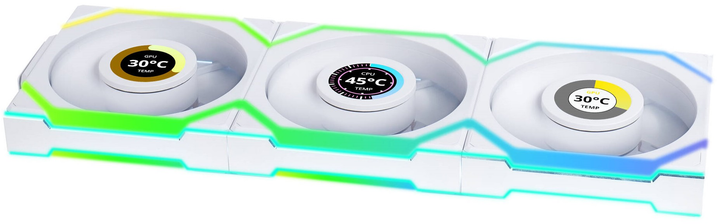 Набір вентиляторів Lian Li Uni Fan SL Wireless LCD 120 Reverse Blade White (LULI-102) - зображення 2
