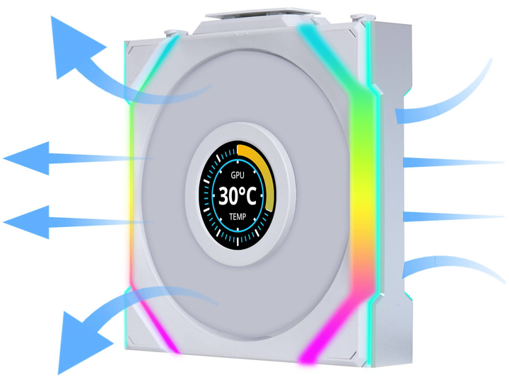 Zestaw wentylatorów Lian Li Uni Fan SL Wireless LCD 120 Reverse Blade White (LULI-102) - obraz 5