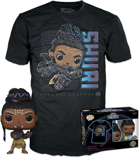 Набір Funko Pop! & Tee Marvel Black Panther Bobble-Head Shuri Фігурка + футболка розмір XL 64880 (889698648806) - зображення 2