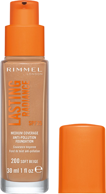 Podkład rozświetlający Rimmel Lasting Radiance Spf 25 200 Soft Beige 30 ml (3614226493675) - obraz 2
