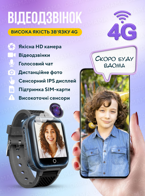 Детские смарт часы с сим картой gps умные часы для детей ребенка трекер детский на руку с камерой видеозвонком прослушкой фитнес браслет водонепроницаемый с защитным стеклом LT21 DobraMAMA Черный 67398 - изображение 4