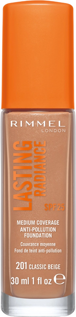 Тональна основа Rimmel Lasting Radiance Spf 25 освітлююча 201 Classic Beige 30 мл (3614226493682) - зображення 1