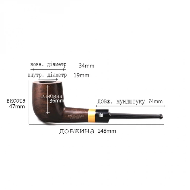 Люлька для куріння Muxiang Ebony Wood 9mm filter 1031HT-0016 - Фото 2 Люлька для куріння Muxiang Ebony Wood 9mm filter 1031HT-0016 - изображение 2
