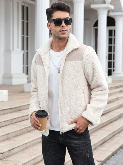 Куртка Шерпа демисезонная мужская SHEIN GD-00157767 XL Бежевая (DN3012300061878) - изображение 8