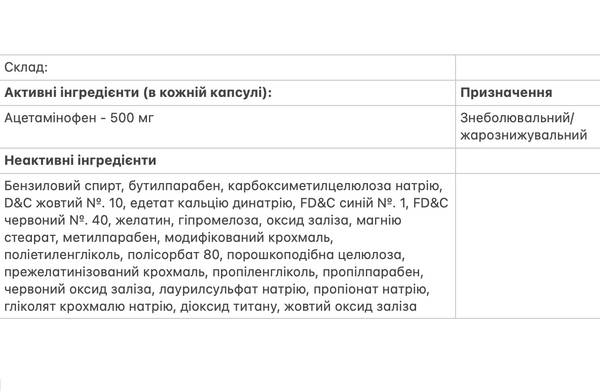 Жарознижуючий та болезаспокійливий засіб, ацетамінофен швидкого вивільнення Tylenol Rapid Release Gels 500 мг 24 капсули - изображение 3