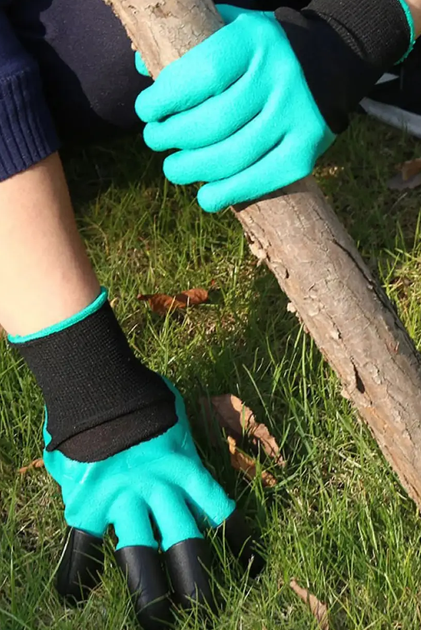 Перчатки граблі садові з кігтями для розпушування GARDEN GLOVE / З пластиковими наконечниками (L) - зображення 3