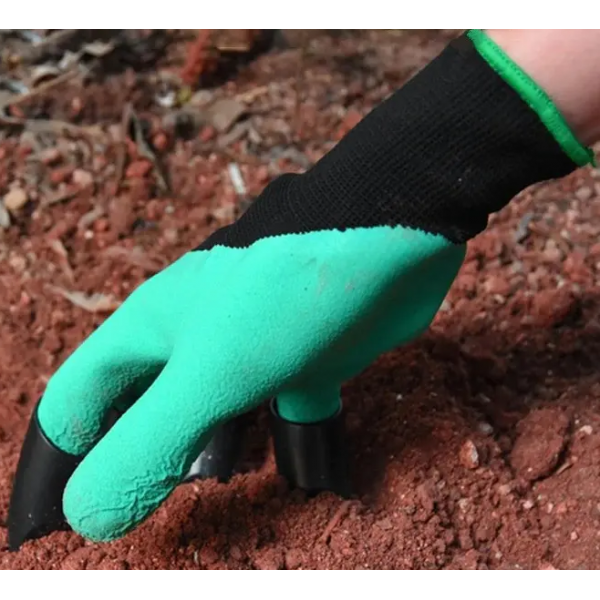 Перчатки граблі садові з кігтями для розпушування GARDEN GLOVE / З пластиковими наконечниками (L) - зображення 4