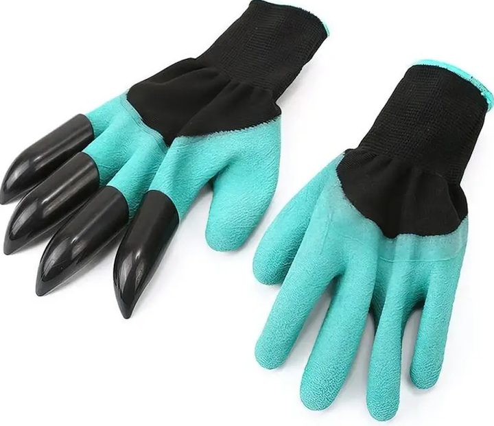 Перчатки граблі садові з кігтями для розпушування GARDEN GLOVE / З пластиковими наконечниками (L) - зображення 8