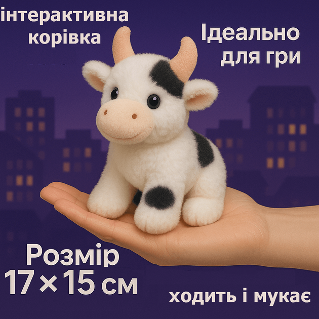 Мягкая интерактивная коровка для детей 17×15 см - ходит и мычит, арт. C23907-2 - Фото 2 Мягкая интерактивная коровка для детей 17×15 см - ходит и мычит, арт. C23907-2 - изображение 2