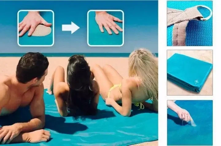 Покрывало пляжное анти песок Sand Free Mat 2х1,5 м Зеленый - Фото 10 Покрывало пляжное анти песок Sand Free Mat 2х1,5 м Зеленый - изображение 10
