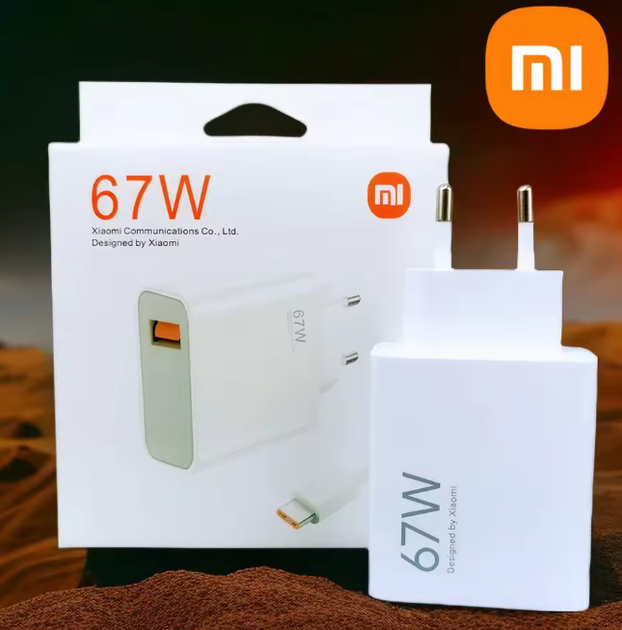 Швидка зарядка для телефону Xiaomi 67W + Кабель 6А Turbo Fast Charge EU адаптер Usb Type C кабель - изображение 7