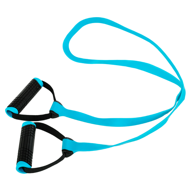 Еспандер стрічковий з ручками LiveUp LP8407 EXERCISE BAND (джгут TPE, ручка PP, d-24x3,4мм, l-130см, навантаження 30LB, синій) - Фото 5 Еспандер стрічковий з ручками LiveUp LP8407 EXERCISE BAND (джгут TPE, ручка PP, d-24x3,4мм, l-130см, навантаження 30LB, синій) - изображение 5