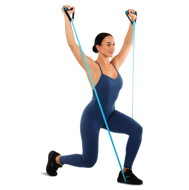 Еспандер стрічковий з ручками LiveUp LP8407 EXERCISE BAND (джгут TPE, ручка PP, d-24x3,4мм, l-130см, навантаження 30LB, синій) - Фото 7 Еспандер стрічковий з ручками LiveUp LP8407 EXERCISE BAND (джгут TPE, ручка PP, d-24x3,4мм, l-130см, навантаження 30LB, синій) - изображение 7