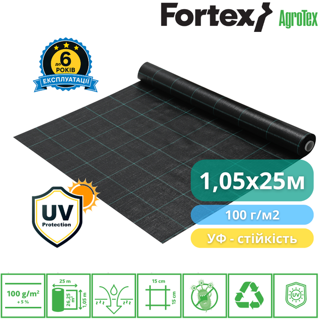 Агротканина Fortex 1,05 х 25 м, 26,25 м2, 100 г/м2 - зображення 3