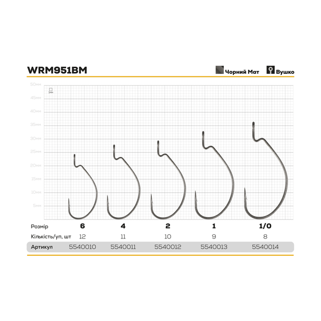 Крючок Hayabusa Extra Wide Gap Offset WRM951BM №1/0(8шт) - изображение 2