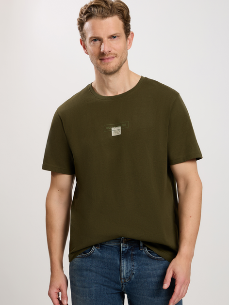 Футболка бавовняна довга чоловіча Cross Jeans 16054-002 XL Хакі (8697319727807) - зображення 1