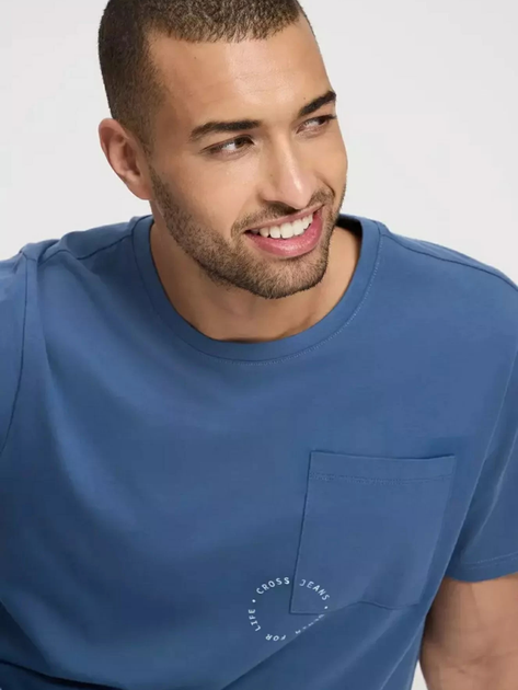 T-shirt męski bawełniany Cross Jeans 16055-005 M Niebieski (8697319727883) - obraz 4
