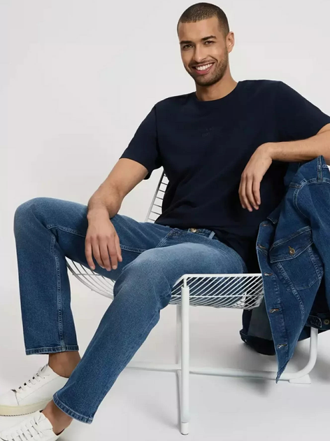 Футболка бавовняна довга чоловіча Cross Jeans 16056-001 2XL Темно-синя (8697319728019) - зображення 4