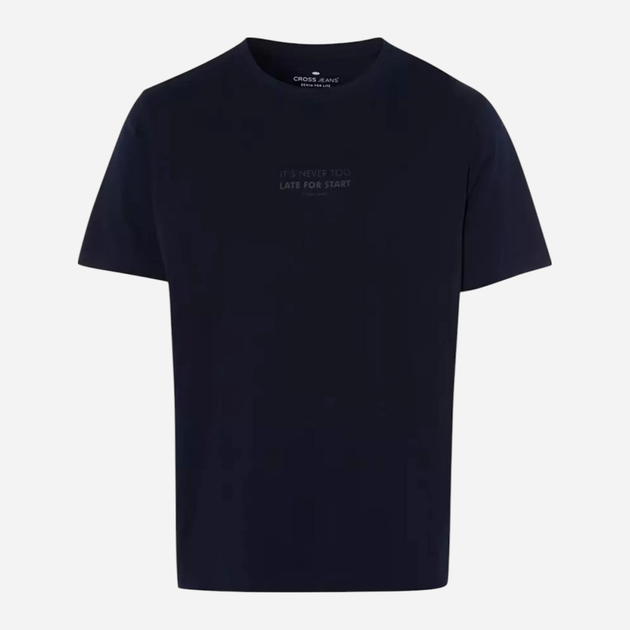 Футболка бавовняна довга чоловіча Cross Jeans 16056-001 XL Темно-синя (8697319728002) - зображення 6