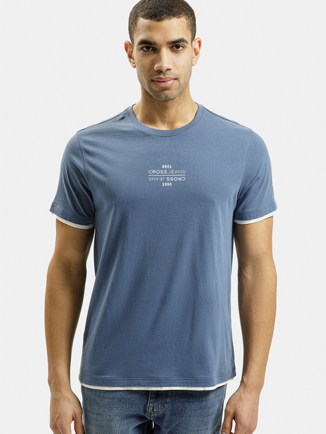 T-shirt męski bawełniany Cross Jeans 16057-005 L Niebieski (8697319728095) - obraz 1