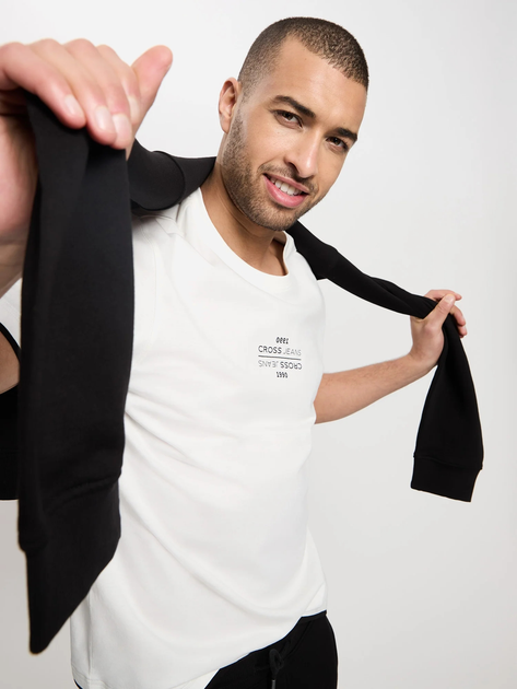 Футболка бавовняна довга чоловіча Cross Jeans 16057-008 S Біла (8697319728026) - зображення 4