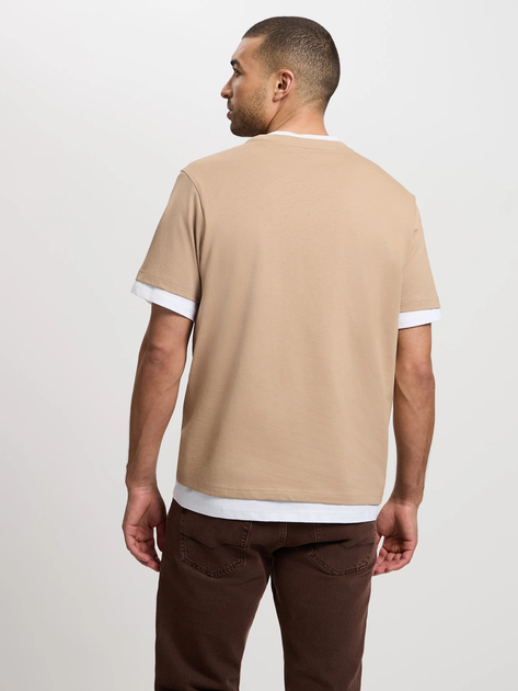 T-shirt męski bawełniany Cross Jeans 16059-383 XL Beżowy (8697319728309) - obraz 2