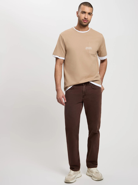 Футболка бавовняна довга чоловіча Cross Jeans 16059-383 L Бежева (8697319728293) - зображення 3