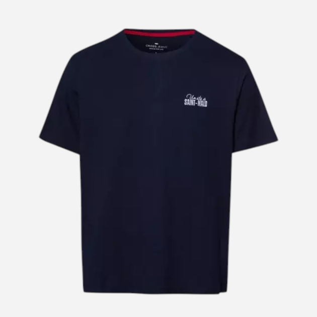 Футболка бавовняна довга чоловіча Cross Jeans 16074-001 XL Темно-синя (8697319751093) - зображення 1
