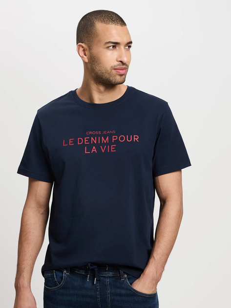 T-shirt męski bawełniany Cross Jeans 16076-001 L Granatowy (8697319728897) - obraz 1