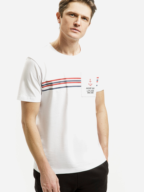 Футболка бавовняна довга чоловіча Cross Jeans 16077-008 2XL Біла (8697319751178) - зображення 1