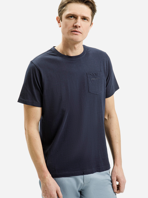 Футболка бавовняна довга чоловіча Cross Jeans 16107-001 S Темно-синя (8697319729979) - зображення 1