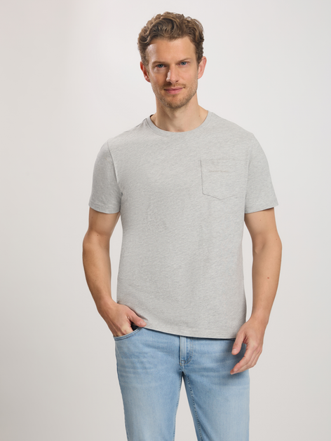 Футболка бавовняна довга чоловіча Cross Jeans 16107-004 2XL Світло-сіра (8697319729863) - зображення 1