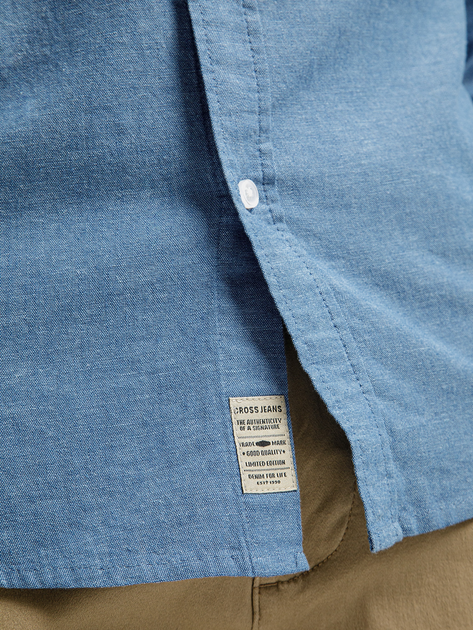 Сорочка бавовняна чоловіча Cross Jeans 35605-005 3XL Синя (8697319779158) - зображення 4