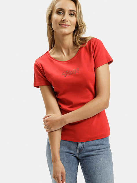 Футболка бавовняна жіноча Cross Jeans 55577-007 XS Червона (8697319730746) - зображення 1