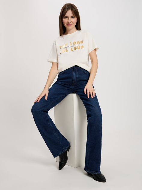Футболка бавовняна жіноча Cross Jeans 56155-028 M Екрю (8697319731170) - зображення 3