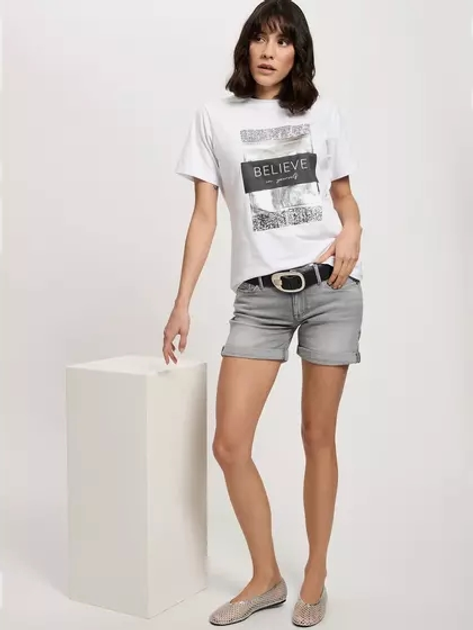 Футболка бавовняна жіноча Cross Jeans 56157-008 M Біла (8697319731477) - зображення 3