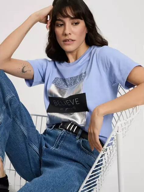 Футболка бавовняна жіноча Cross Jeans 56157-496 S Лавандова (8697319731514) - зображення 4