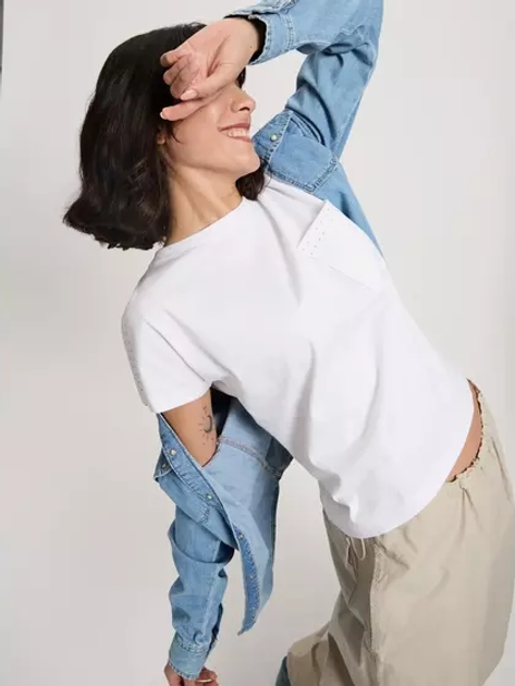 Футболка бавовняна жіноча Cross Jeans 56158-008 XS Біла (8697319731552) - зображення 4