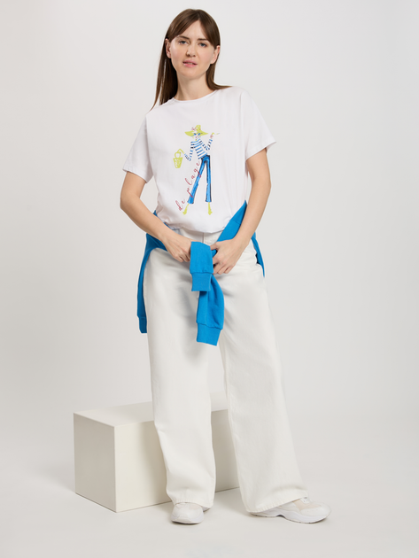 Футболка бавовняна жіноча Cross Jeans 56163-008 M Біла (8697319731774) - зображення 3