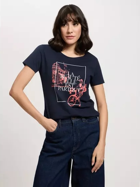 Футболка бавовняна жіноча Cross Jeans 56170-001 S Темно-синя (8697319732061) - зображення 1