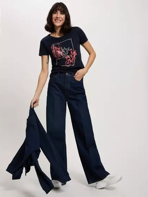 Футболка бавовняна жіноча Cross Jeans 56170-001 L Темно-синя (8697319732085) - зображення 3