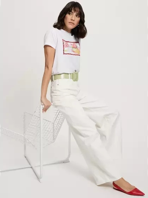 Футболка бавовняна жіноча Cross Jeans 56184-008 M Біла (8697319732528) - зображення 3