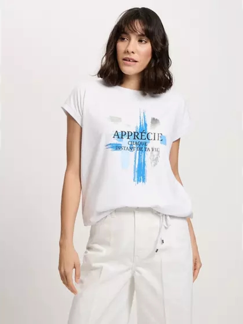 Футболка бавовняна жіноча Cross Jeans 56185-008 XL Біла (8697319732597) - зображення 1