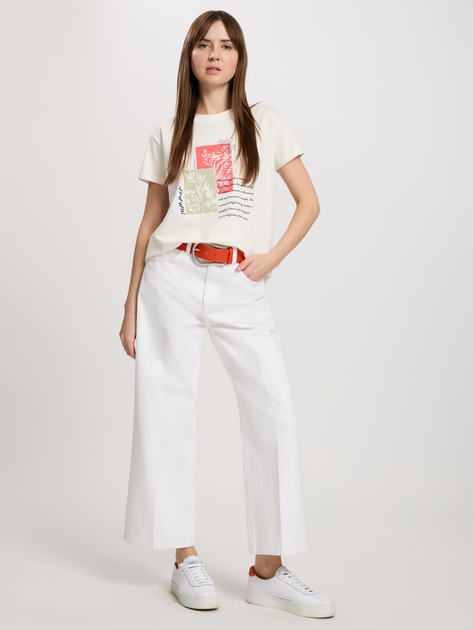 Футболка бавовняна жіноча Cross Jeans 56188-028 XL Екрю (8697319732740) - зображення 3